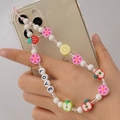 Dragonne de téléphone perlée avec breloques de fruits et lettres LOVE au poignet - ZSZC18-Style Lettre Fruit Transparent Blanc