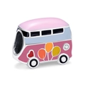 S925 sterling silver cartoon bus charm with pink roof and colorful balloons - Pink Peace Bus (No. 16 YKF182)