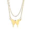 Double-layered 18K gold plated stainless steel butterfly necklace with letter X charm - Letter X Butterfly Pendant Style