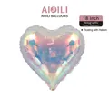 Holographic 18-inch heart-shaped foil balloon with colorful iridescent finish and glossy texture - 18-inch Heart Iridescent