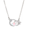Collana zodiaco argento con ciondolo pietra di luna e charm scintillante luna e stella - Gemelli (K-1480)