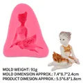 Pink silicone ballet girl mold with white and gold finished cake topper figurine - Style 1 (15-761) / Pink