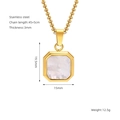 Golden titanium steel necklace with white faux shell pendant and measurement details - Gold-White Shell