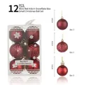 Set of 12 burgundy Christmas balls with matte snowflake, spiral, and glossy finishes - 4cm/12PCS / 4cm Wine Red Box