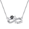 Collana infinito in argento S925 con scritta DOG MOM e ciondolo a zampa con zirconi - Argento 925 / Ciondolo Mom (Catena Circa 40+5cm) / Argento