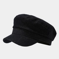 Vue détaillée de la casquette militaire en denim noir avec dessus plat et visière courte - Taille unique / Noir