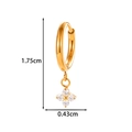 Golden titanium clicker hoop earring with a sparkling clover zircon stone pendant - Clover Pendant (T2595-1#Gold) / Gold
