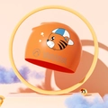 Bright orange children's swim cap with cute cartoon tiger and soft silicone material - Orange Tiger