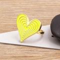 18K gold plated heart ring with vibrant yellow enamel layers for a dopamine style look - Yellow