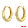 Polished gold plated oval hoop earrings for women, 17mm vintage U-shape design - 17mm / Gold