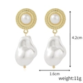 Elegant long baroque pearl earrings with gold diamond-set base and irregular pearls - E2109-18 Ear Style
