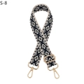 Detail of adjustable geometric diamond pattern bag strap with gold metal lobster clasps - S-8 Black