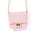 Mini bolso bandolera rosa acolchado con cadena dorada y cierre de giro de metal - Rosa