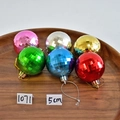 Set of 6 colorful 5cm faceted Christmas ornaments with shiny disco ball finish in a tray - Colorful Polyhedron Faceted Ball (6pcs/5cm)