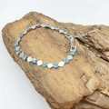 Elegant titanium steel bracelet with sky blue crystal accents and silver rhombus links - 5.0mm Blue Stone-18+5CM