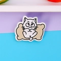 Süße weiße Katze Acryl-Pin Abzeichen für Taschen und Kleidung im Kawaii-Stil - 4# Kissen-Katze
