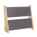 Double-layer wooden jewelry stand with grey velvet tiers for necklace and bracelet storage - Grey Velvet