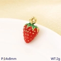 Pendentif fraise 3D en émail rouge et vert pour colliers en acier inoxydable - Petit Style Fraise Rouge (KLJ10197-ZLA)