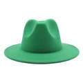 Close-up of emerald green wool felt fedora showing the classic jazz crown and wide brim - M (56-58cm) / Grass Green