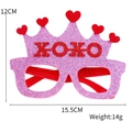 Pink glitter crown party glasses with red XOXO and hearts for Valentine's Day - XOXO Crown Style