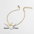 Minimalist stainless steel origami paper crane bracelet in gold finish with measurements - Origami Crane Gold