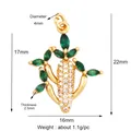 Golden corn pendant with white crystals and green gemstones including size measurements - Carrot/Fruit / Gold (Wine Red)