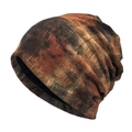 Bonnet slouchy vintage pour femme avec motif tie-dye marron et rouge en tricot élastique - M (56-58cm) / Marron