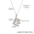 Collana d'argento in acciaio con ciondolo a libro inciso My Little Star e cuore piccolo - Color Acciaio Stile Figlia (RP022)
