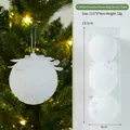 Set of 3 white textured foam Christmas ball ornaments in clear box packaging - Style C White Granule Ball (8cm) 3 Pack