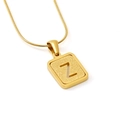 Gold plated stainless steel snake chain necklace with frosted cut-out letter Z pendant - Letter Z