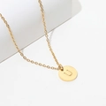 Gold plated stainless steel necklace featuring a round pendant with the letter U - Gold U