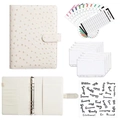 Ostrich texture A5/A6 beige budget binder set with zipper envelopes and colorful sheets - A5 White (Luxury Set)