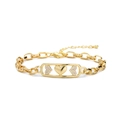 Bracciale a cuore dorato regolabile con zirconi micro-pave da donna stile hip hop - Cuore Semplice