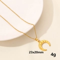 18K gold plated moon phase crescent pendant necklace with minimalist fine chain for women - Gold Moon Phase (S1241-G+N22-G)