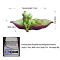 Cute frog couple in purple pea pod resin boat ornament with precise dimensions and weight - Pea Boat Frog Couple