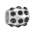 DIY silver bead with black rhinestones for bracelets and necklaces charm accessory - Faceted Black Stone Barrel