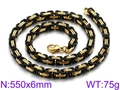 Chaîne byzantine bicolore noir et or de 6mm de large et 550mm de long pour hommes - 55cm / Noir/Or Bicolore (KN33453-Z)