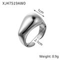 Adjustable silver-tone stainless steel geometric ring weighing 8.9g with 1cm width - XJ47519AW0/Silver Streamlined