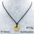 Golden hollow pentagon pendant on black nylon rope necklace with minimalist 8g weight design - Gold Hexagon (KN292237-Z)