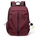 Stylish burgundy travel backpack with a trendy astronaut pendant and sleek black zipper - Single Bag / Red
