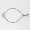 Silver box chain bracelet with frosted square pendant featuring capital letter G - Silver G