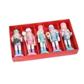 5-piece set of macaron glitter wooden nutcracker soldier figurines in a red gift box - Macaron (5PCS Set)