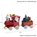 Red metal Christmas train ornament with Santa and lights, dimensions 40x20x12cm - Santa Gift Train with LED Light (Requires AAA Batteries)