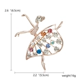 Detail of ballerina brooch with colorful crystals and 6.5cm by 5.5cm size markings - Rose Gold Hollow Leaf Multi-Color Stone
