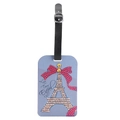 Purple DIY diamond painting luggage tag featuring a rhinestone Eiffel Tower and bow - Eiffel Tower