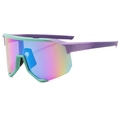 Fashionable sports sunglasses with colorful gradient lenses and a purple-green frame - Green Purple Gradient Frame Green Mirror Lens