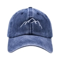 Gorra de béisbol azul marino lavada vintage con bordado minimalista de montaña blanca - Ajustable / Azul marino