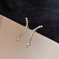 Silver star drop earrings with sparkling zircon stones and a north star pendant design - Silver (Silver Pin)