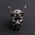 Anillo de máscara demonio Hannya gótico en acero plata, joya de estilo oscuro para hombre - US 7 / Color Acero