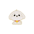Cute white cartoon dog enamel pin with a red collar and golden plating finish - Dog with Bell Style (C2881-11)